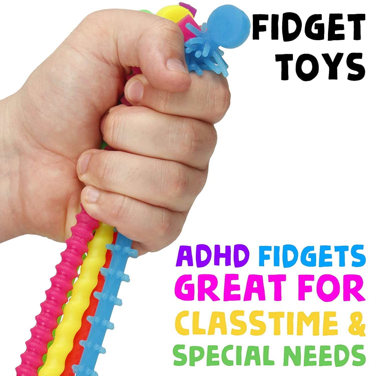 Fidget Toys and Sensory Toys by BUNMO - Textured Stretchy Strings and Super Sensory Fidget Toys. Fidget Toys for Adults and Kids. Ideal Stocking Stuffers & Stocking Stuffers for Teens - 6 Pack