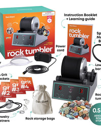 Advanced Professional Rock Tumbler Kit - with Digital 9-day Polishing timer & 3 speed settings - Turn Rough Rocks into Beautiful Gems : Great Science & STEM Gift for Kids all ages : Geology Toy
