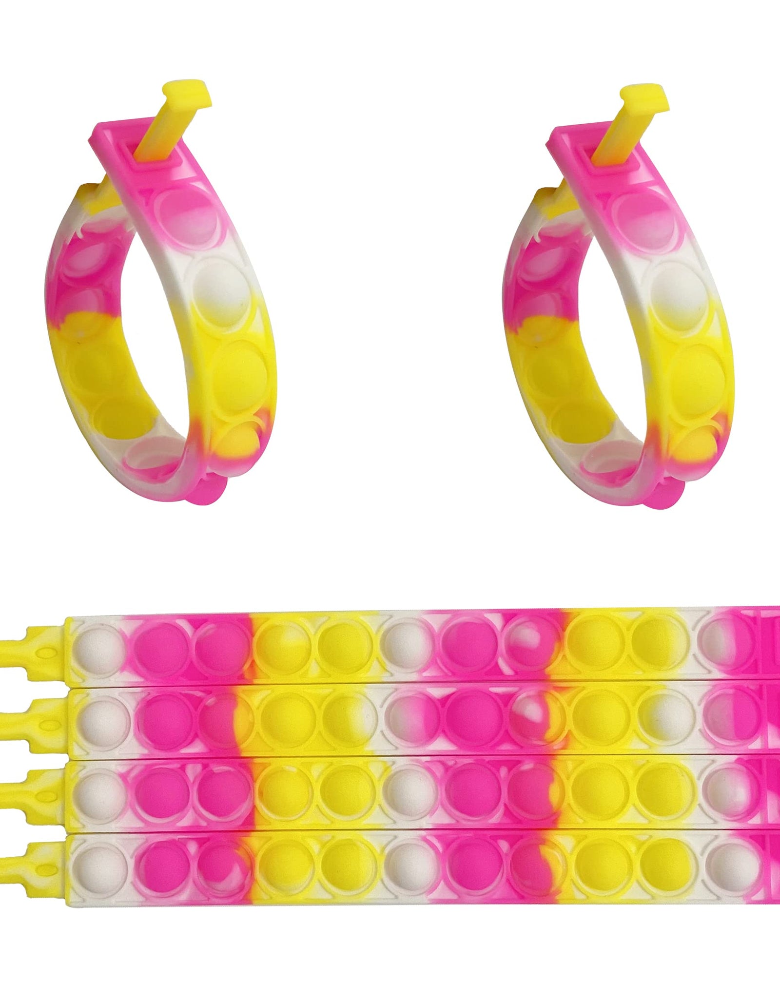 WQFXYZ 20PCS Push Pop Fidget Toy Fidget Bracelet, Durable and Adjustable, Multicolor Wristband Push Pop Stress Relief Sensory Fingertip Toys for Kids and Adults (20 pcs Bracelet)
