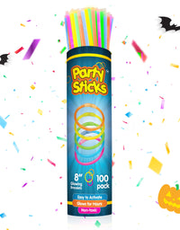 PartySticks Glow Sticks Party Supplies 100pk - 8 Inch Glow in the Dark Light Up Sticks Party Favors, Glow Party Decorations, Neon Party Glow Necklaces and Glow Bracelets with Connectors
