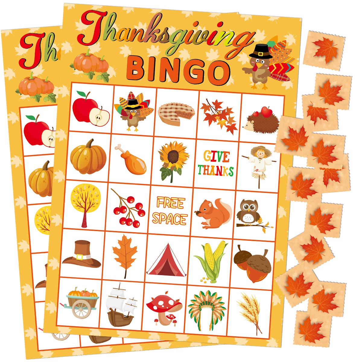 Fancy Land Thanksgiving Bingo Game 24 Players for Kids Holiday Party Craft Supplies