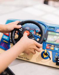 Melissa & Doug Vroom & Zoom Interactive Wooden Dashboard Steering Wheel Pretend Play Driving Toy
