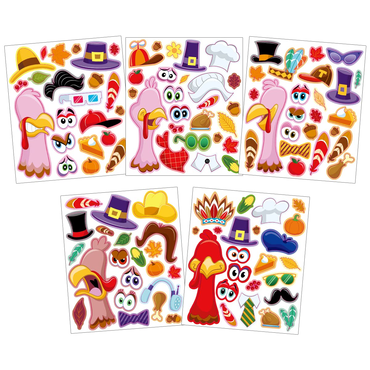 JOYIN 40 PCS Thanksgiving Crafts Make A Turkey Sticker Make A Face Sticker Sheets Make Your Own Characters Thanksgiving Game Holiday School Classroom Prizes Party Favor Supplies
