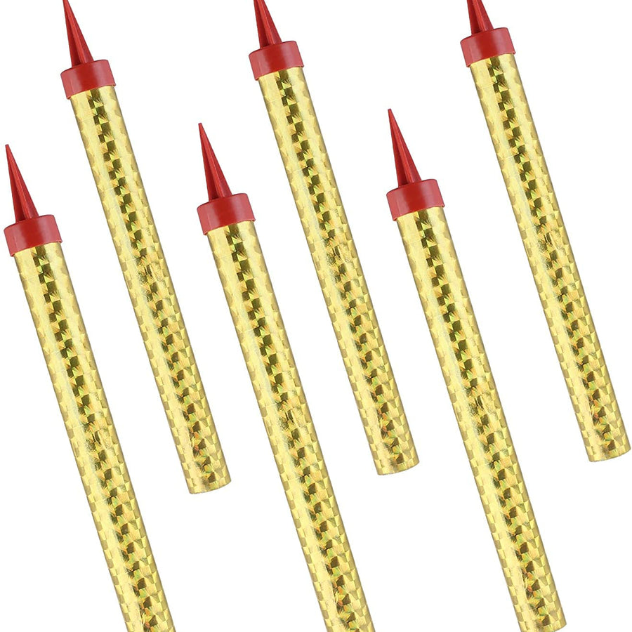 ZBRO Smokeless Birthday Candles for Anniversaries Wedding Graduations Cakes-6 pcs Gold Decoration Candls,Indoor/Outdoor for Fun