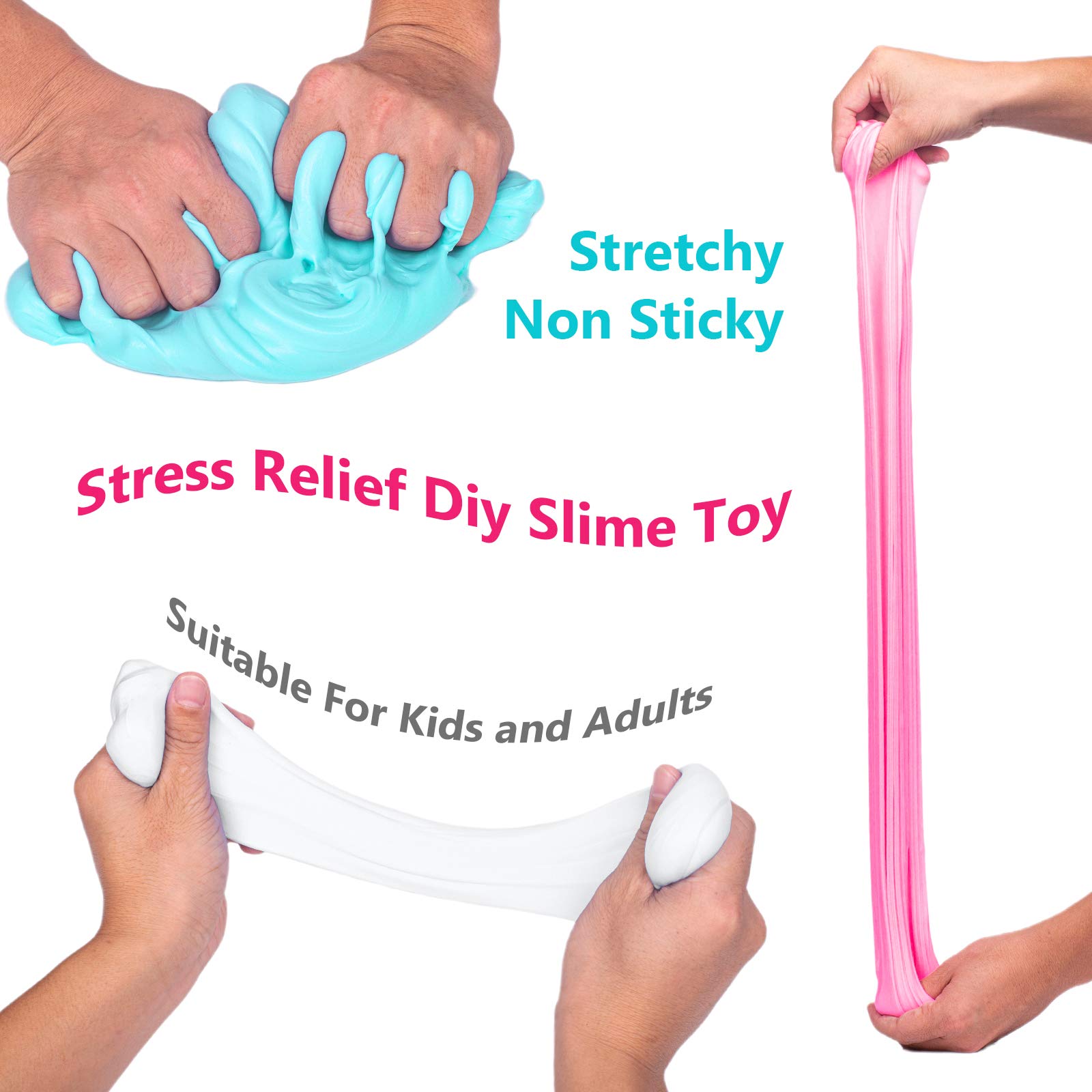 Slime Kit with 3 Pack Butter Slime,Pink Watermelon,White Ice Cream and Ocean Coffee,Scented Slime Kit for Girls and Boys ,Super Soft and Non Sticky DIY Surprise Slime