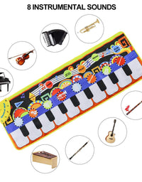 Cyiecw Piano Music Mat, Keyboard Play Mat Music Dance Mat with 19 Keys Piano Mat, 8 Selectable Musical Instruments Build-in Speaker & Recording Function for Kids Girls Boys, 43.3'' x14.2''
