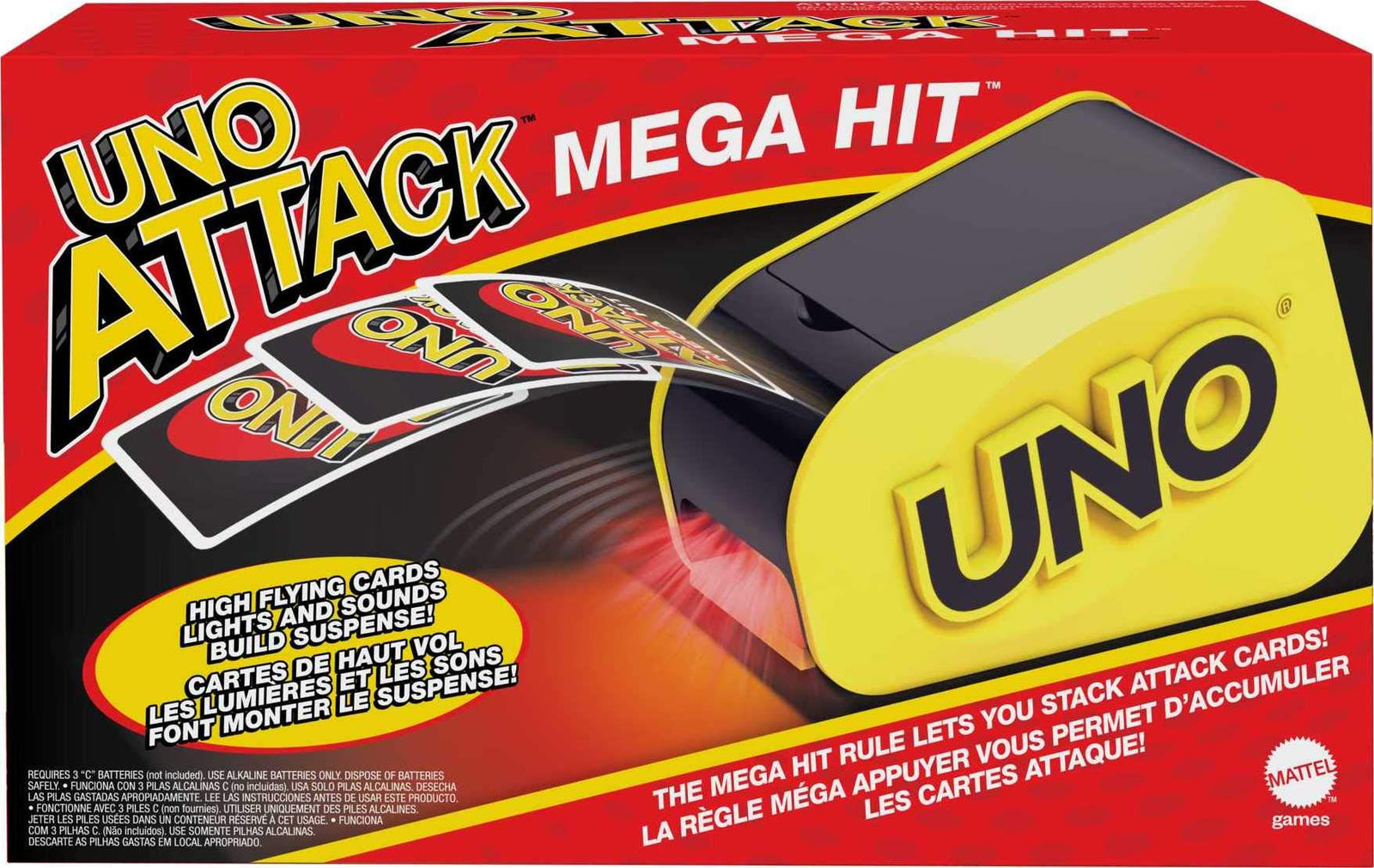 UNO Attack Mega Hit Card Game with Random-Action Launcher with Lights & Sounds & 112 Cards, Kid, Teen & Adult Game Night Gift Ages 7 Years & Older [Amazon Exclusive]