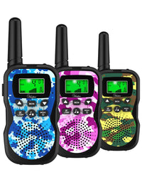 Huaker Kids Walkie Talkies,3 Pack 22 Channels 2 Way Radio Toy with Flashlight and LCD Screen,3 Miles Range Walkie Talkies for Kids Outside Adventures, Camping, Hiking
