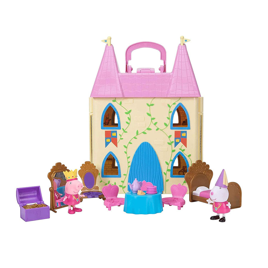 Peppa Pig 99803 Foldable Deluxe Royal Tea Party Princess Castle Playset with Character Figurines and Furniture Pieces for Ages 2 and Up