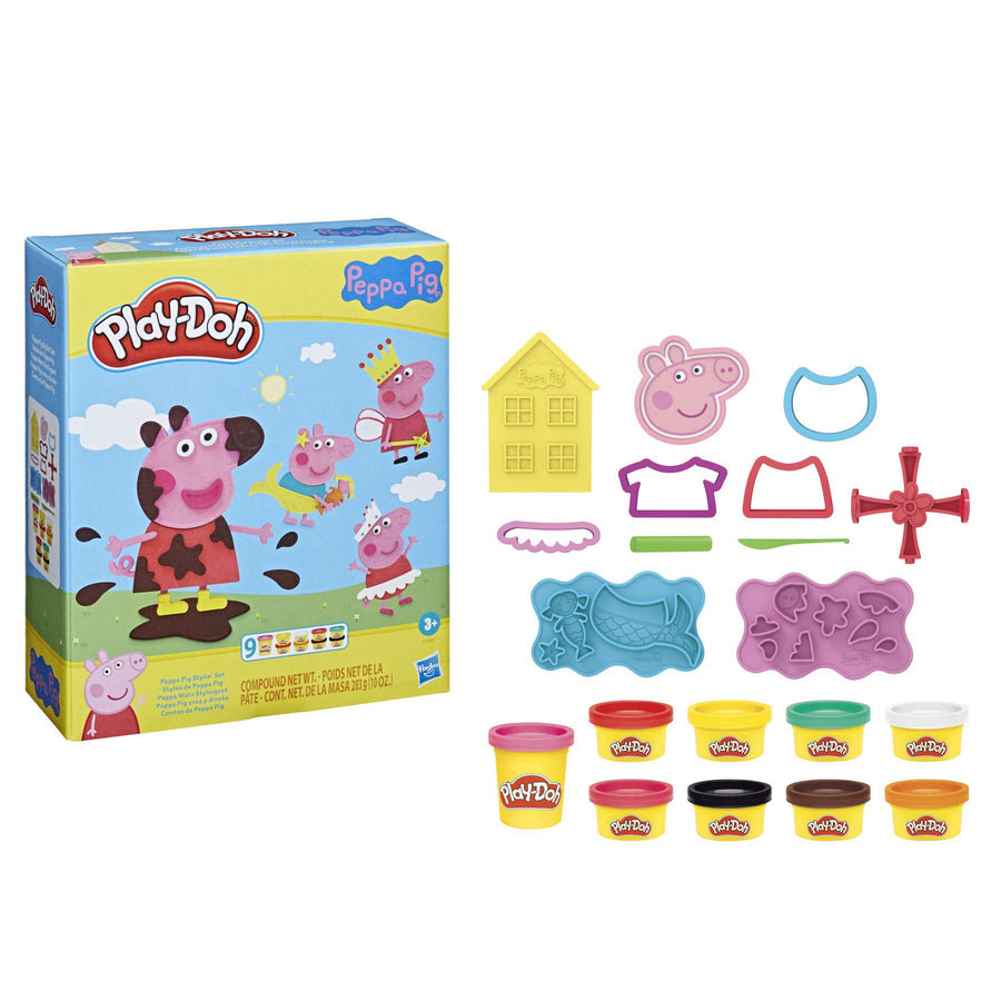 Play-Doh Peppa Pig Stylin Set with 9 Non-Toxic Modeling Compound Cans and 11 Accessories, Peppa Pig Toy for Kids 3 and Up