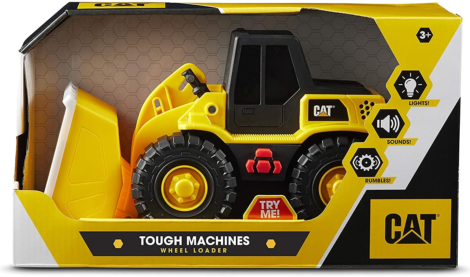 Cat Construction Tough Machines Toy Wheel Loader with Lights & Sounds, Yellow