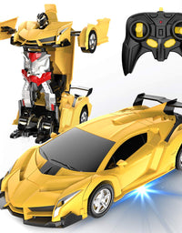 Desuccus Remote Control Car, Transform Robot RC Cars for Kids Toys, 2.4Ghz 1:18 Scale Racing Car with One-Button Deformation, 360°Drifting, Transforming Robot Car Toy for Boys Girls
