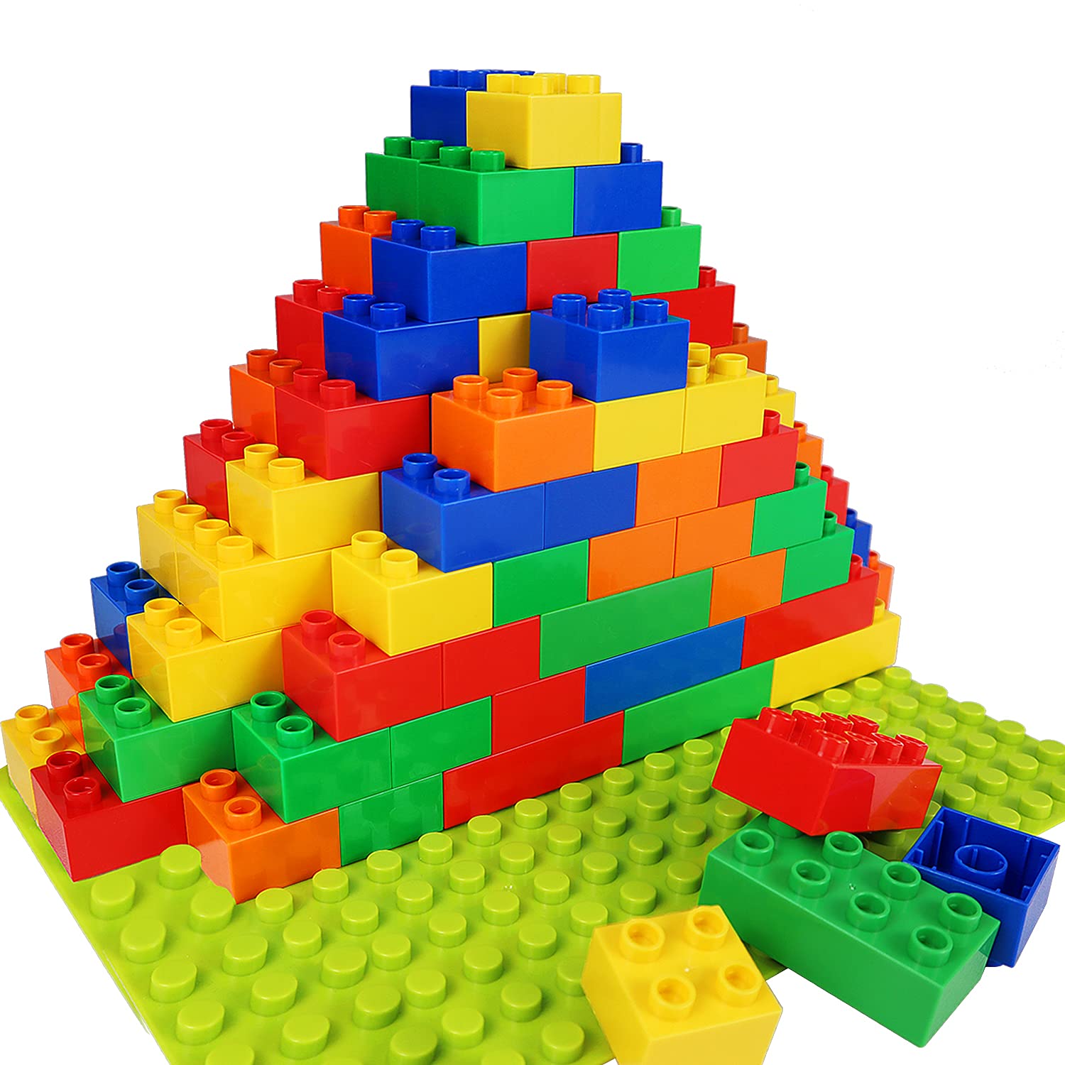 Building Blocks for Kids Toddlers Including a Baseplate, 101-piece Large Classic Building Bricks Set for Kids of All Ages, Basic STEM Toys Gift, Compatible with All Major Brands