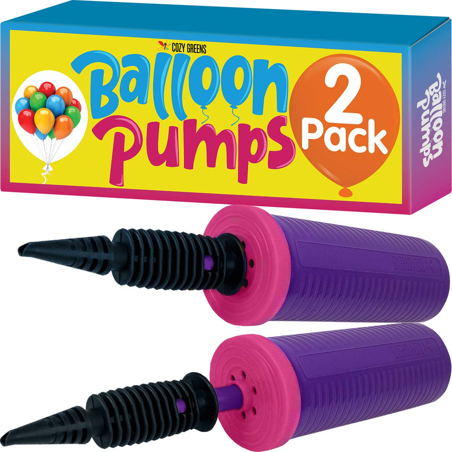 Balloon Pump Hand Held, Inflator Air Pump for Balloons - 2Way Dual Action, 2Pack: Friends can Help - Easy to Use, 100% Lifetime Satisfaction Guarantee - Sturdy Ballon Inflator Pump