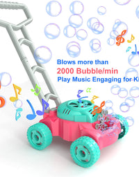 JUMELLA Lawn Mower Bubble Machine for Kids - Automatic Bubble Mower with Music, Baby Activity Walker for Outdoor, Push Toys for Toddler, Christmas Birthday Gifts for Preschool Boys Girls 2-6 Years Old
