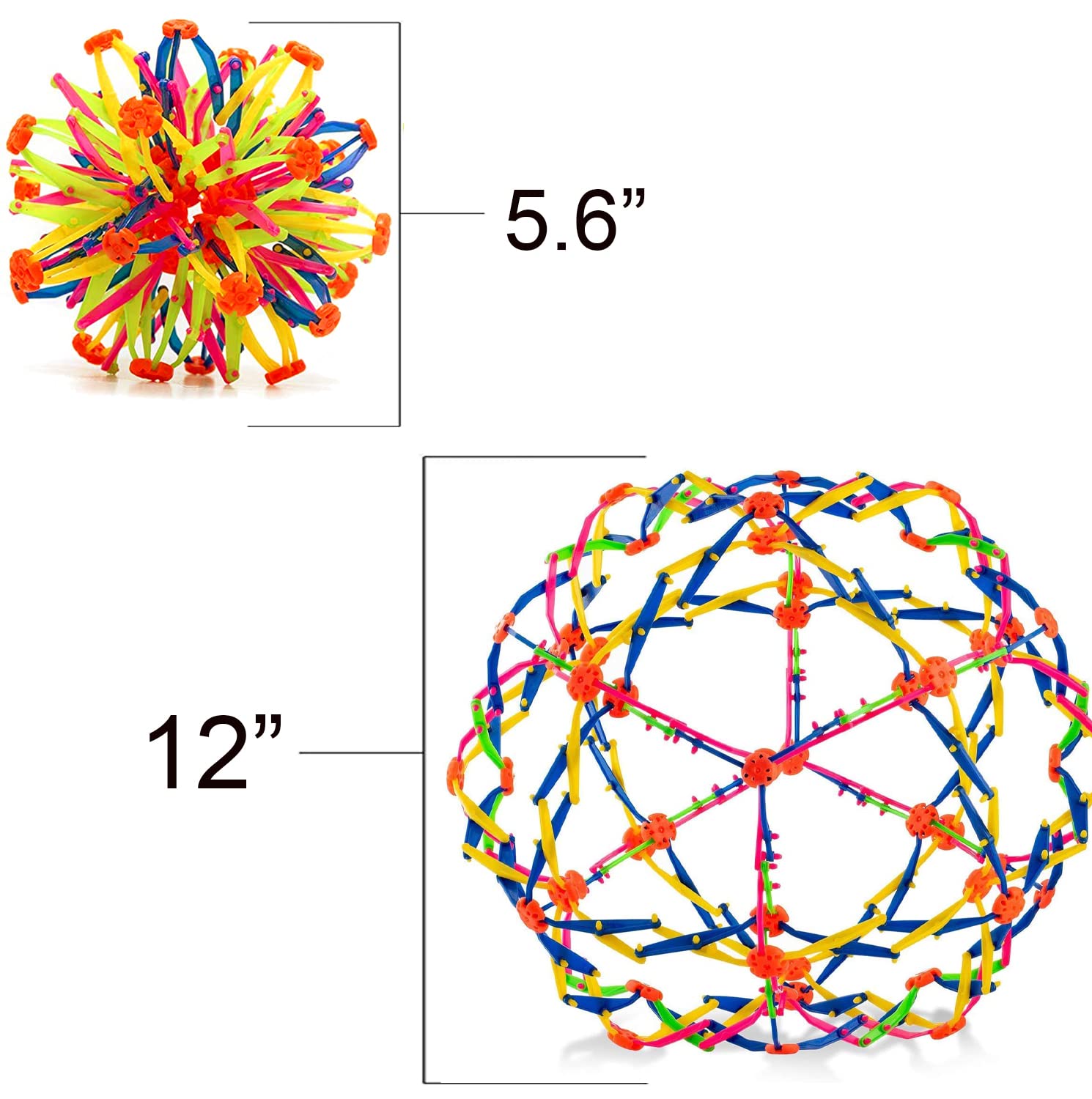 4E's Novelty Expandable Breathing Ball Toy Sphere for Kids Stress Reliever Fidget Toys Colors May Vary for Yoga Anxiety Relaxation Expands from 5.6" to 12"