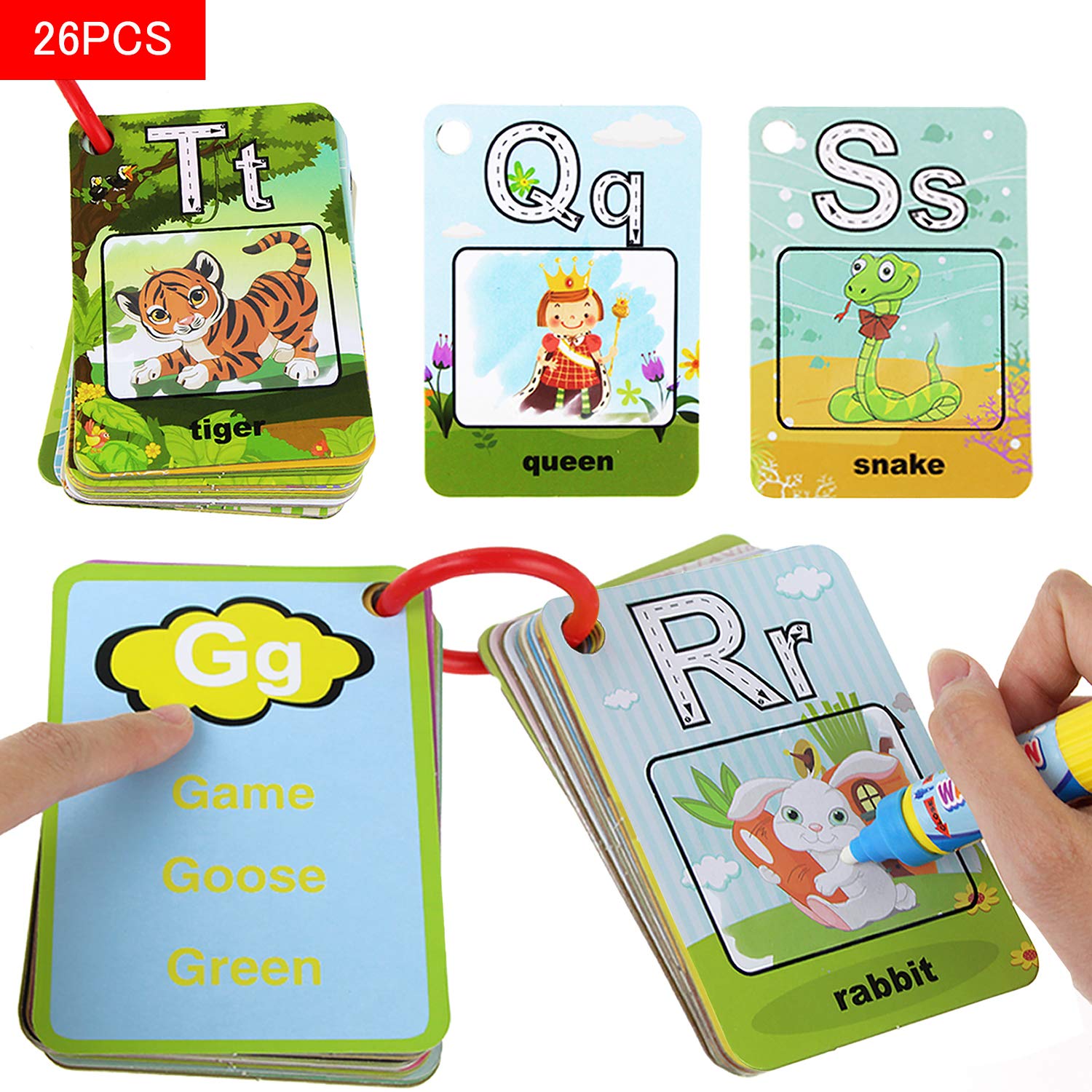 Coolplay A-Z 26 Alphabet Water Cards, Children Drawing Card for Kids Educational Toys for Travel