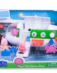 Peppa Pig Holiday Plane Vehicle Playset, 5 Pieces - Includes Talking Airplane, Peppa and Mummy Pig Figures & Suitcases - Toy Gift for Kids - Ages 3+
