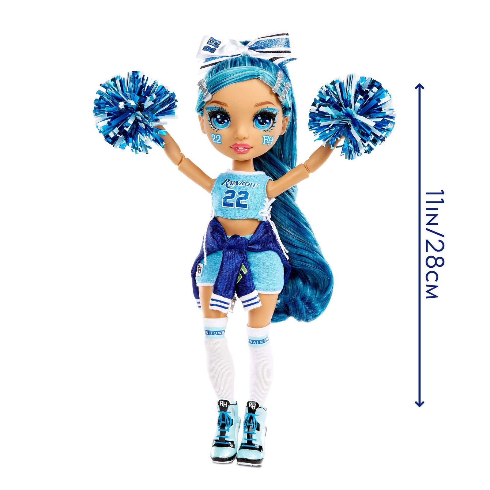 Rainbow High Cheer Skyler Bradshaw – Blue Cheerleader Fashion Doll with Pom Poms and Doll Accessories, Great for Kids 6-12 Years Old
