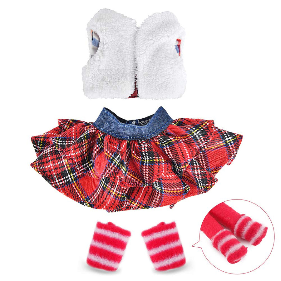 E-TING Santa Couture Clothing for elf (Fluffy Vest+ Plaid Skirt)