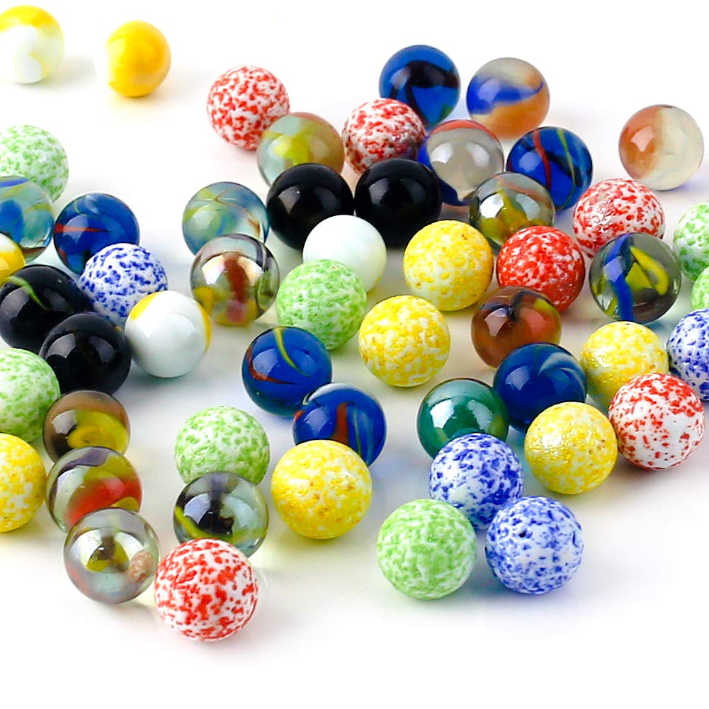 60PCS Colorful Glass Marbles,9/16 inch Marbles Bulk for Kids Marble Games,DIY and Home Decoration
