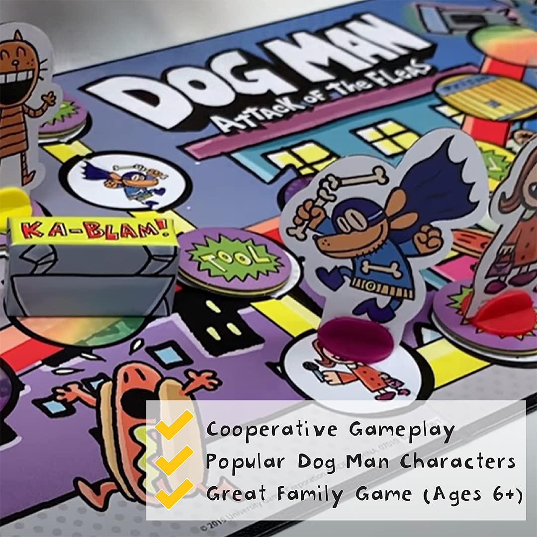 Dog Man Board Game Attack of The Fleas (Fuzzy Little Evil Animal Squad) by University Games Based On The Popular Dog Man Book Series by DAV Pilkey, Multi