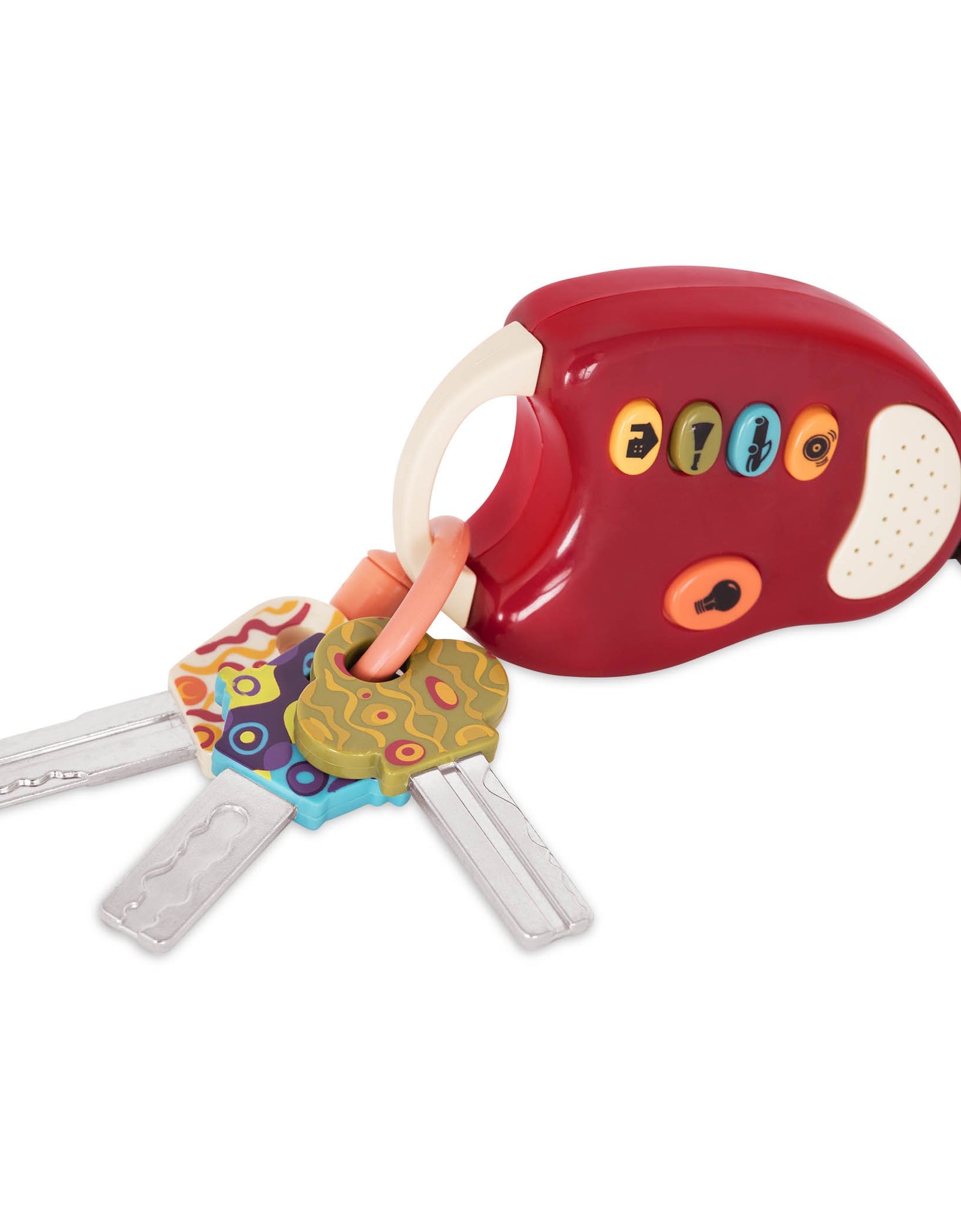 B. toys – FunKeys Toy – Funky Toy Keys for Toddlers and Babies – Toy Car Keys and Red remote with Light and Sounds – Non-Toxic