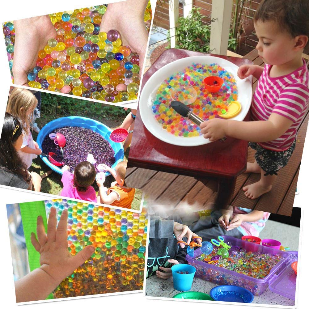 UMIKU Water Beads 50000 Soft Beads Rainbow Mix Water Growing Balls for Kids Tactile Sensory Toys Home Décor