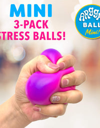 Power Your Fun Arggh Mini Stress Balls for Adults and Kids - 3pk Squishy Stress Balls with Light, Medium, Heavy Resistances, Sensory Stress and Anxiety Relief Squeeze Toys (Yellow, Pink, Blue)
