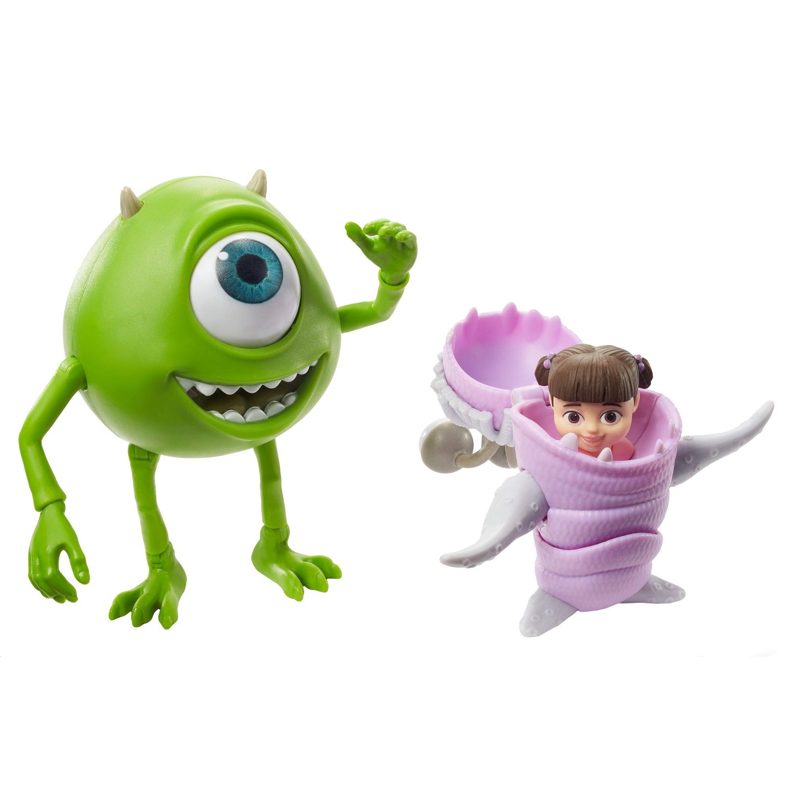 Pixar Mattel Mike and Boo Monsters, Inc. Character Action Dolls Highly Posable with Authentic Designs for Storytelling, Collecting, Movie Toys for Kids Gift Ages 3 and Up