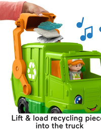 Fisher-Price Little People Recycling Truck, push-along musical toy with figure for toddlers and preschool kids ages 1 to 5 years
