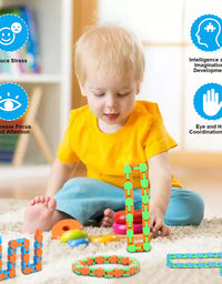 8Pcs Wacky Tracks Snap Fidget Click Toys for Kids Finger Sensory Snake Toys for Stress Relief ADD ADHD DIY Toys Autism Keeps Fingers Busy and Minds Focused
