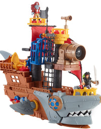 Fisher-Price Imaginext Shark Bite Pirate Ship, Playset with Pirate Figures and Accessories for Preschool Kids Ages 3 to 8 Years
