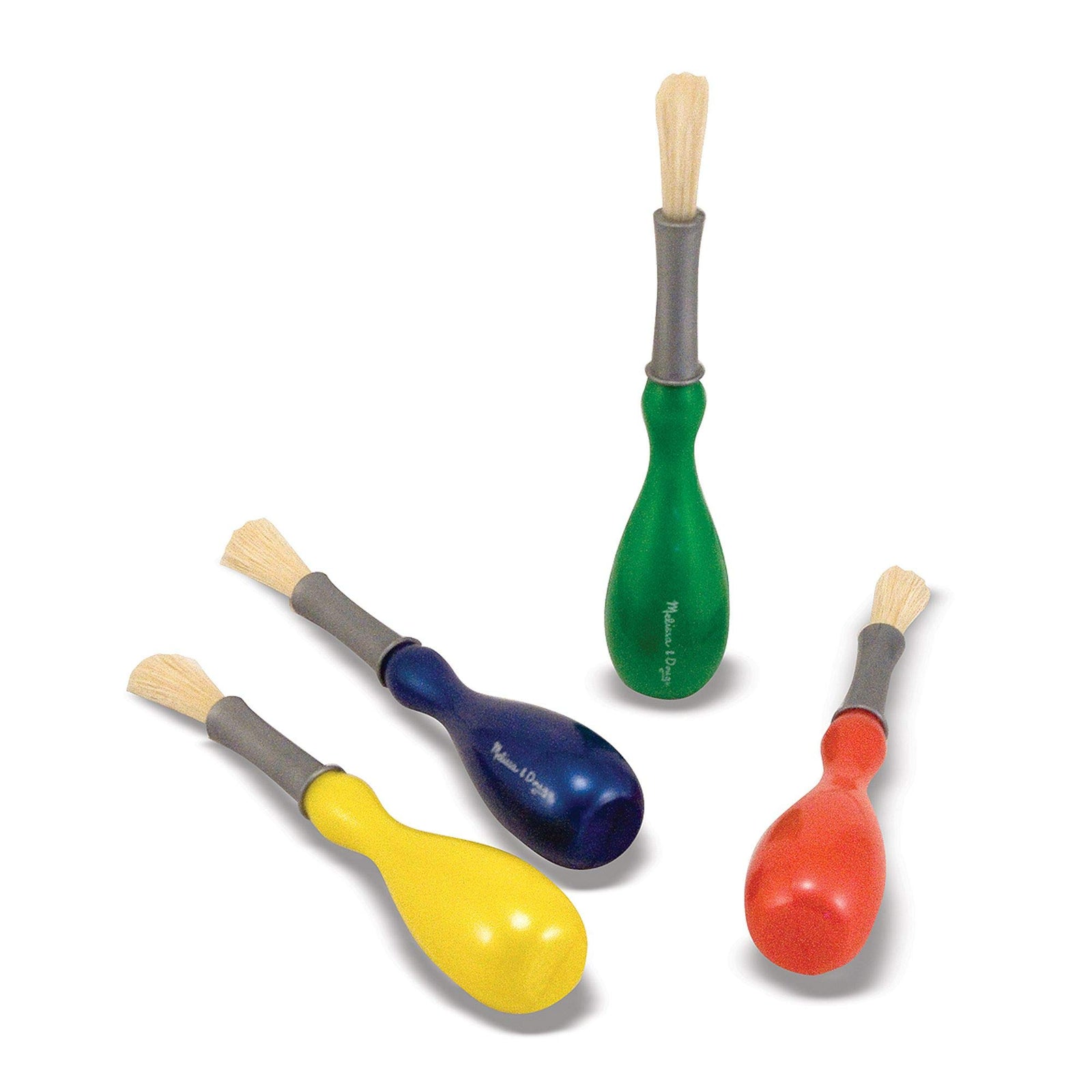 Melissa & Doug Jumbo Brush Set - 4-Pack, Paintbrushes in Red, Blue, Green, Yellow
