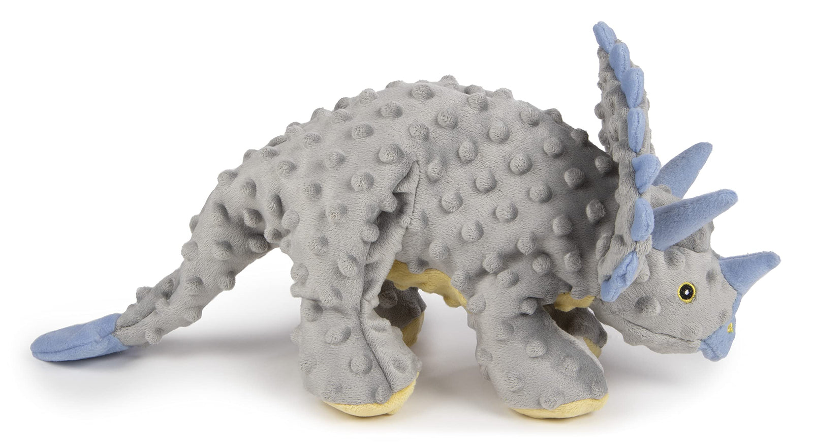 godog Dinos Triceratops with Chew Guard Technology Tough Plush Dog Toy, Grey, Large