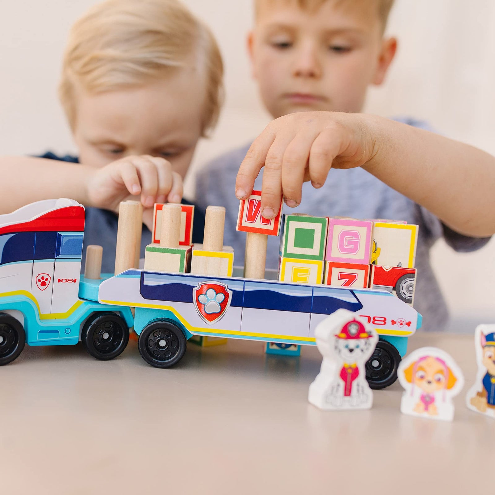 Melissa & Doug PAW Patrol Wooden ABC Block Truck (33 Pieces)