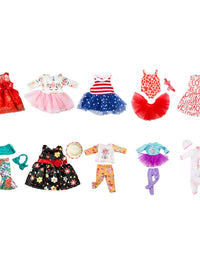 ZQDOLL 19 pcs Girl Doll Clothes Gift for American 18 inch Doll Clothes and Accessories, Including 10 Complete Sets of Clothing
