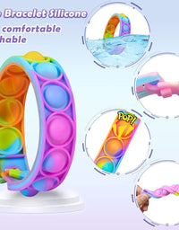 Pop Bracelet, Fidget Popper Bracelet Pack Wearable, Silicone Pop Watch Help Kids Adults with Autistic & ADHD, Washable Bubble Pop Bracelet As Great Gift for Anti-Anxiety, 6 Pack
