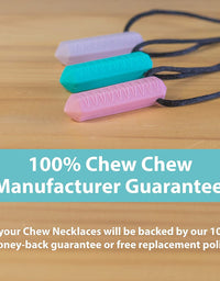 Tilcare Chew Chew Sensory Necklace – Best for Kids or Adults That Like Biting or Have Autism – Perfectly Textured Silicone Chewy Toys - Chewing Pendant for Boys & Girls - Chew Necklaces (3-Pack)
