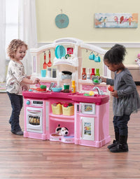 Step2 Fun with Friends Kitchen | Pink Kitchen with Realistic Lights & Sounds |Play Kitchen Set | Pink Kids Kitchen Playset & 45-Pc Kitchen Accessories Set
