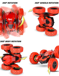 Joyjam Toys for 6-12 Year Old Boys RC Stunt Car for Kids and Adults 4WD Off Road Truck 2.4Ghz Remote Control Vehicle Double Sided 360 Degree Rotating Christmas Birthday Gifts NBC Green
