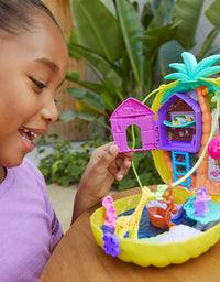 Polly Pocket Tropicool Pineapple Wearable Purse Compact with 8 Fun Features, Micro Polly and Lila Dolls, 2 Accessories and Sticker Sheet; for Ages 4 and Up
