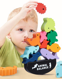 HahaGift Dinosaur Toys for Kids 3-5 Year Old Boys Gifts, Wooden Stacking Toddler Toys for 2 3 4 5 6 Year Old Boys Toys, Montessori Learning Toys Age 2-6 Year Old Boys Christmas & Birthday Gifts!
