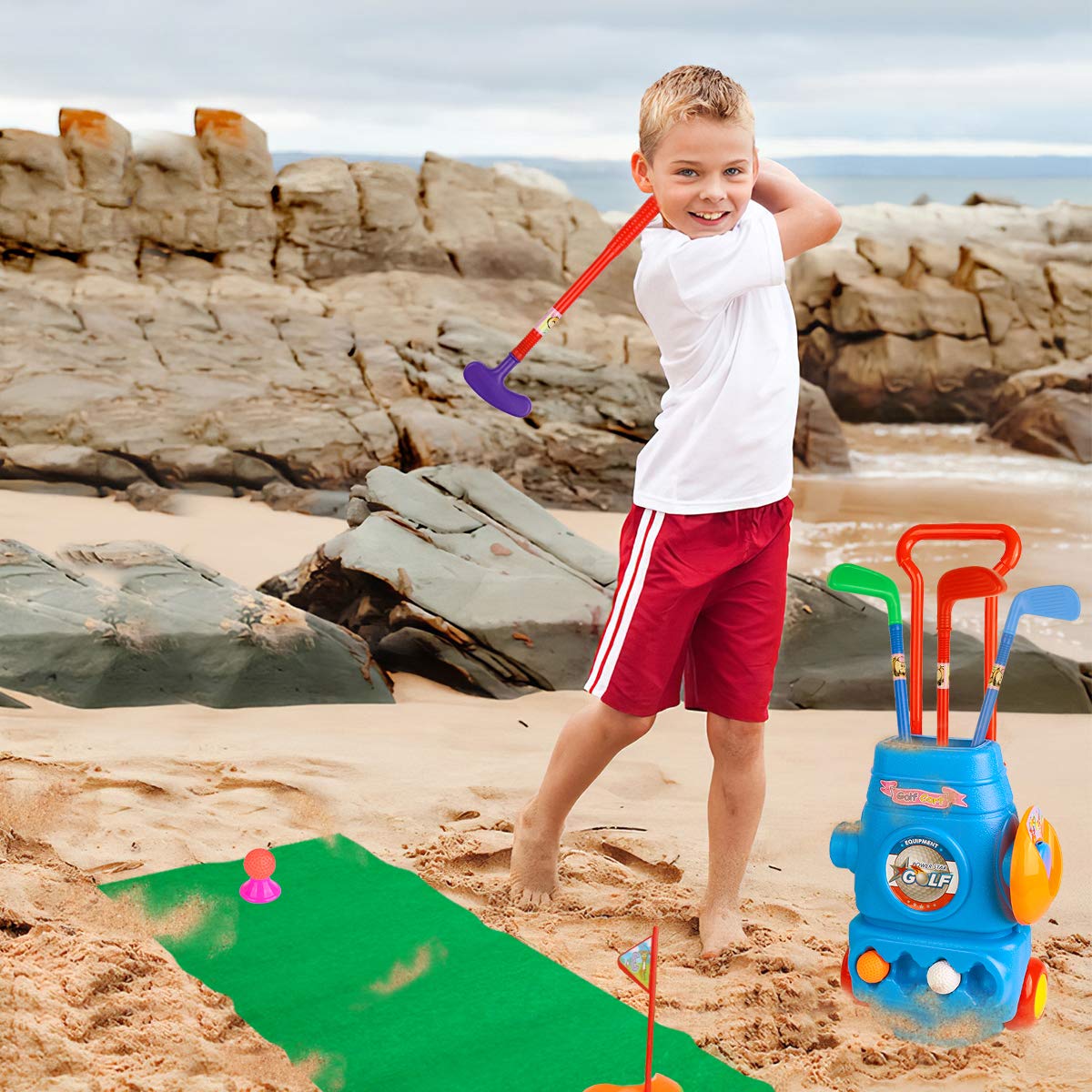 Meland Kids Golf Club Set - Toddler Golf Ball Game Play Set Sports Toys Gift for Boys Girls 3 4 5 6 Year Old