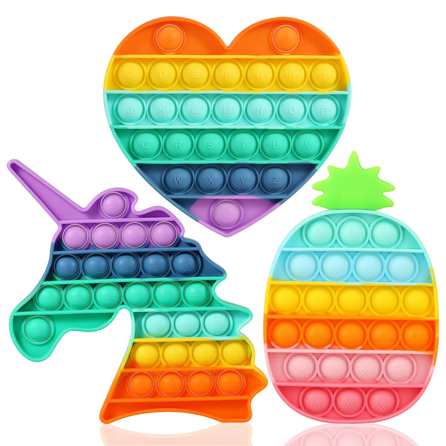 Fidget Toy with Popping Sound Rainbow Square Push Bubble Sensory Fidget Toys Pack for Anxiety & Stress Relief Autism Learning Materials,Squeeze Toy for Kids Teens Office Older