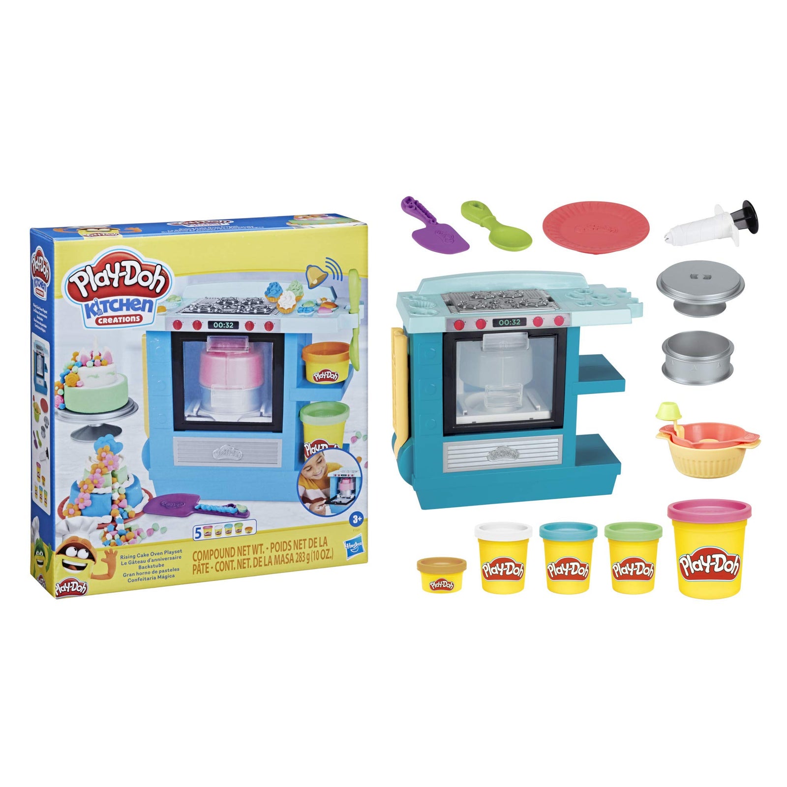 Play-Doh Kitchen Creations Rising Cake Oven Bakery Playset for Kids 3 Years and Up with 5 Modeling Compound Colors, Non-Toxic