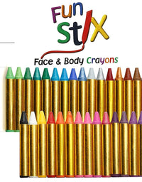 Dress-Up-America Face Paint Crayons - With Artbook & Easy To Follow Facepainting Designs -Safe Non-Toxic Face And Body Paint Made in Taiwan - Halloween Makeup Face Painting Kit for Kids & Adults
