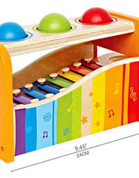 Hape Pound & Tap Bench with Slide Out Xylophone - Award Winning Durable Wooden Musical Pounding Toy for Toddlers, Multifunctional and Bright Colours, Yellow
