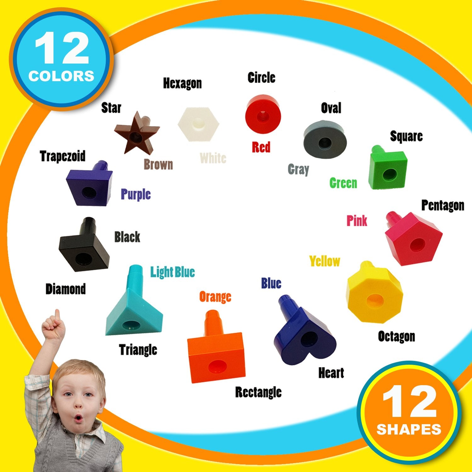 Skoolzy Peg Board Toddler Stacking Toys - STEM Color Sorting Learning Games - Montessori Toys for 1, 2, 3, 4 Year Old Boys and Girls - 38pc Shapes Puzzle Educational Manipulatives, Ebook, Tote
