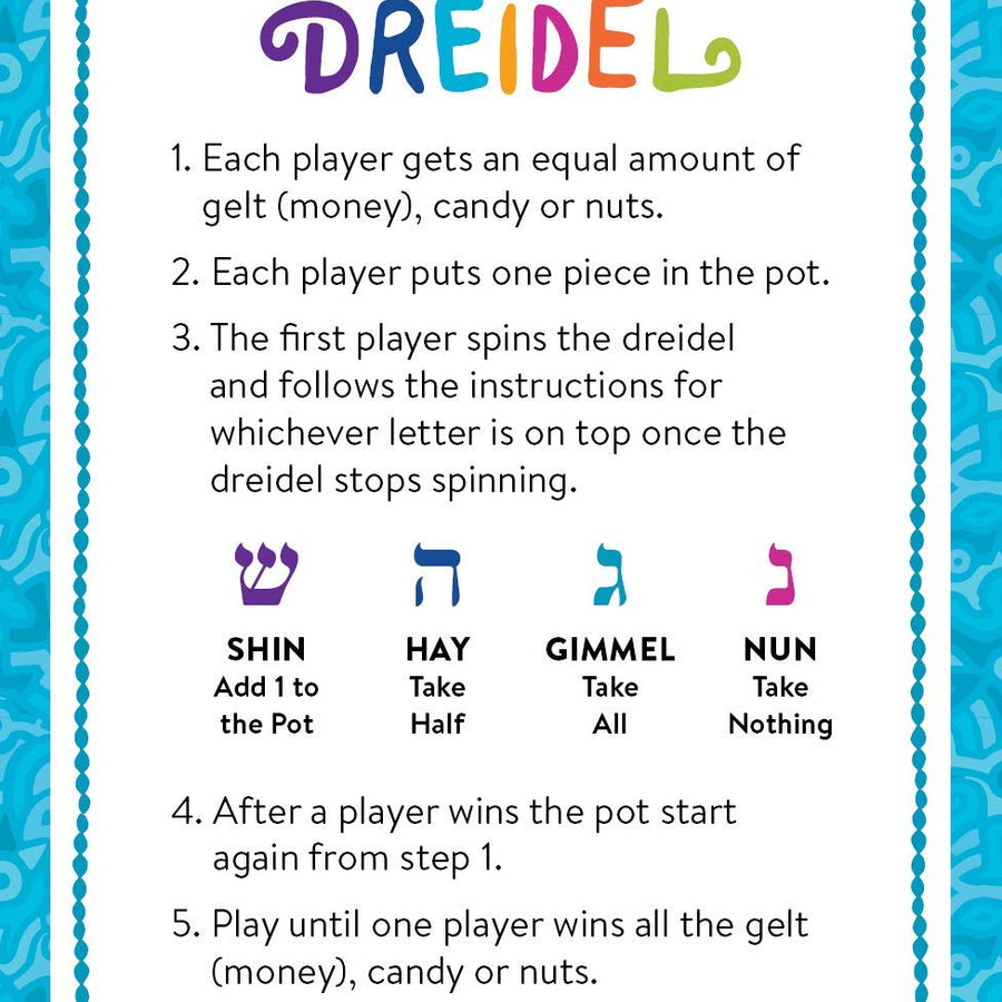 Let's Play Dreidel The Hanukkah Game Extra Large Blue & White Wood Dreidels - Instructions Included! - D10 (2-Pack XL Dreidels)
